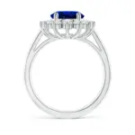 Princess Diana Inspired 3.00CTW AGI Certified G/VS Lab-Grown Sapphire and Diamond Halo Ring in 14K White Gold
