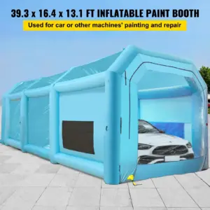 VEVOR Inflatable Paint Booth, 39.4x16.4x13.1 ft Spray Paint Booth, with 2 Powerful Blowers, Inflatable Spray Booth with Air Filter System, Car Paint Booth for Car Parking Tent Workstation, Blue