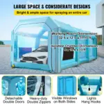 VEVOR Inflatable Paint Booth, 39.4x16.4x13.1 ft Spray Paint Booth, with 2 Powerful Blowers, Inflatable Spray Booth with Air Filter System, Car Paint Booth for Car Parking Tent Workstation, Blue