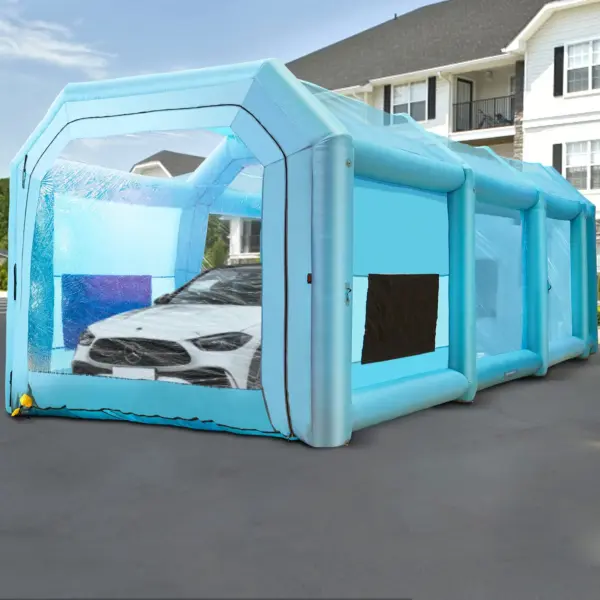 VEVOR Inflatable Paint Booth, 39.4x16.4x13.1 ft Spray Paint Booth, with 2 Powerful Blowers, Inflatable Spray Booth with Air Filter System, Car Paint Booth for Car Parking Tent Workstation, Blue