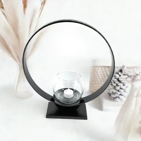 Ring Candle Holder Rustic Black