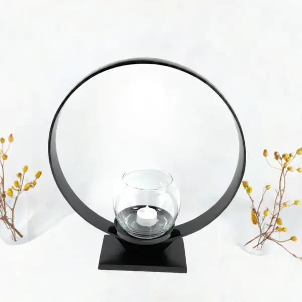 Ring Candle Holder Rustic Black