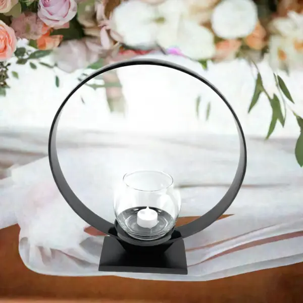Ring Candle Holder Rustic Black