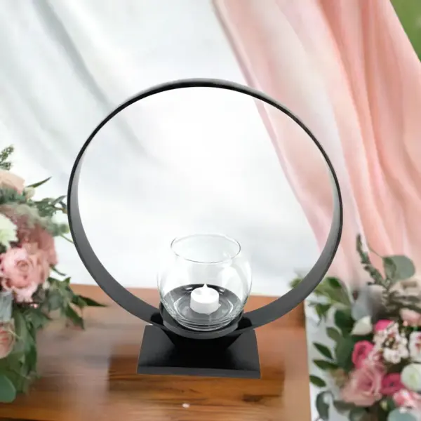 Ring Candle Holder Rustic Black