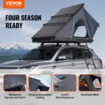 VEVOR Rooftop Tent Hard Shell, Naturnest Rooftop Tent Hardshell for 2-3 Person, Hard Shell Roof Top Tent with Telescopic Ladder Thick Mattress, Waterproof Windproof for Jeep SUV Van Pickup Truck