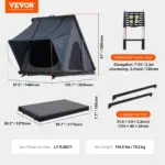 VEVOR Rooftop Tent Hard Shell, Naturnest Rooftop Tent Hardshell for 2-3 Person, Hard Shell Roof Top Tent with Telescopic Ladder Thick Mattress, Waterproof Windproof for Jeep SUV Van Pickup Truck