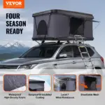 VEVOR Rooftop Tent Hard Shell, Naturnest Rooftop Tent Hardshell for 2-3 Person, Hard Shell Roof Top Tent with Telescopic Ladder Thick Mattress, Waterproof Windproof for Jeep SUV Van Pickup Truck
