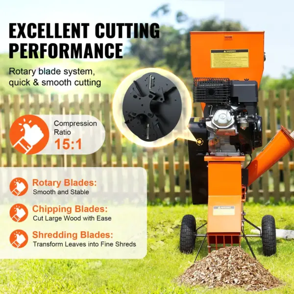 VEVOR Wood Chipper Shredder Mulcher 12 HP HeavyDuty Gas Powered 6.7 420cc 8.6kW