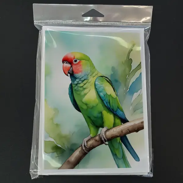 African Ringneck Parrot Greeting Cards Pack of 8