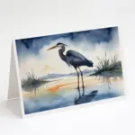 Blue Heron Barely Lit Sky Greeting Cards Pack of 8