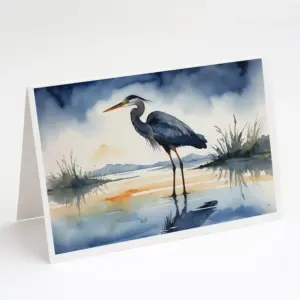 Blue Heron Barely Lit Sky Greeting Cards Pack of 8