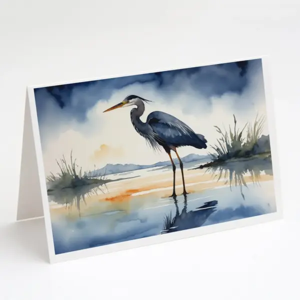 Blue Heron Barely Lit Sky Greeting Cards Pack of 8