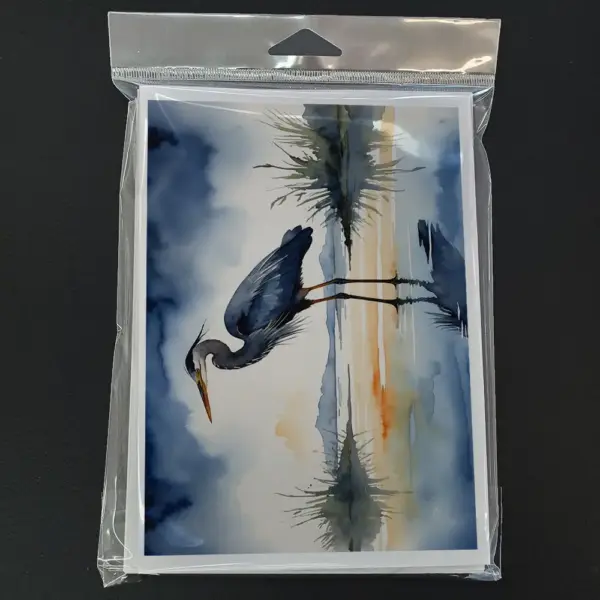 Blue Heron Barely Lit Sky Greeting Cards Pack of 8