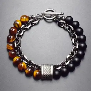 MEN'S CHAIN AND BEAD BRACELET
