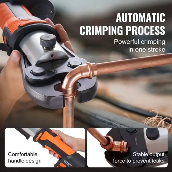 VEVOR ProPress Tool, 18V Electric Pipe Crimping Tool for 1/2, 3/4, 1, 1 1/4", 1 1/2", 2" Copper Pipes, Press Tool Kit with Brushless Motor, 6 Pro Press Jaws, 2pcs 4AH Battery