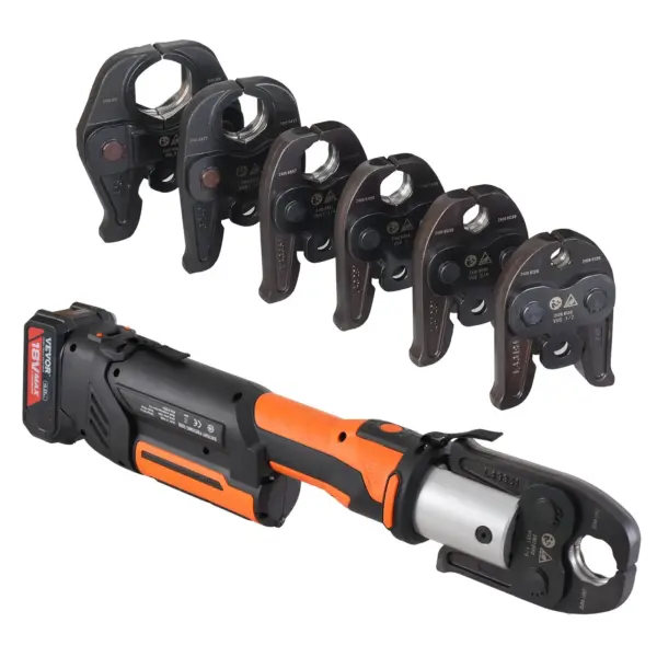 VEVOR ProPress Tool, 18V Electric Pipe Crimping Tool for 1/2, 3/4, 1, 1 1/4", 1 1/2", 2" Copper Pipes, Press Tool Kit with Brushless Motor, 6 Pro Press Jaws, 2pcs 4AH Battery