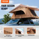 VEVOR Rooftop Tent Hard Shell, Naturnest Rooftop Tent Hardshell for 2-3 Person, Folding Hard Shell Roof Top Tent with Telescopic Ladder Mattress PVC Cover Bag, Waterproof for Jeep SUV Van Pickup Truck