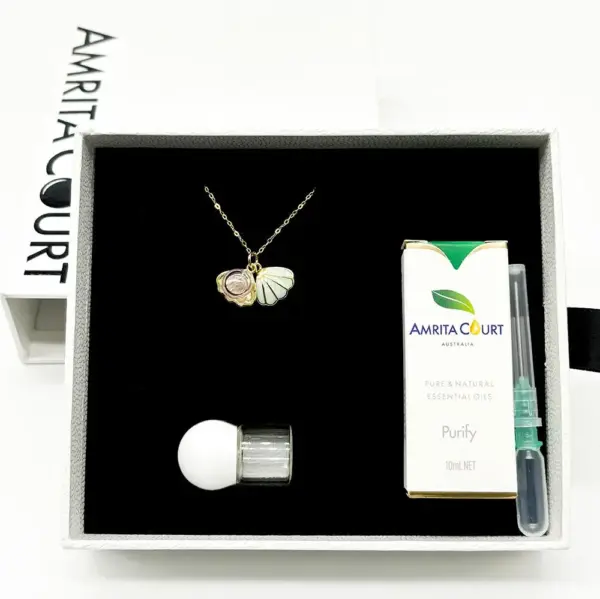 Green Shell Murano Aroma Necklace - Dreamy Lavender | Energy & Healing | Diffuse on the go | 925 Silver
