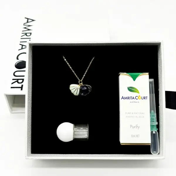 Green Shell Murano Aroma Necklace - Oceanic Depths | Energy & Healing | Diffuse on the go | Sterling Silver Gift