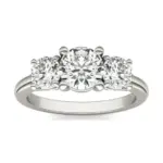 2 CTW AGI Certified Lab Grown Diamond (G-VS) Three Stone Engagement Ring in Choice of 14K Yellow or 14k White Gold