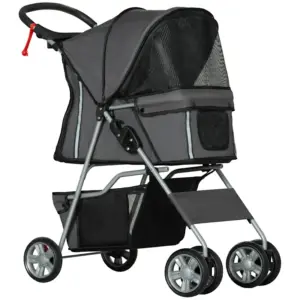 PawHut Foldable Pet Stroller for Small and Miniature Dog in Dark Grey