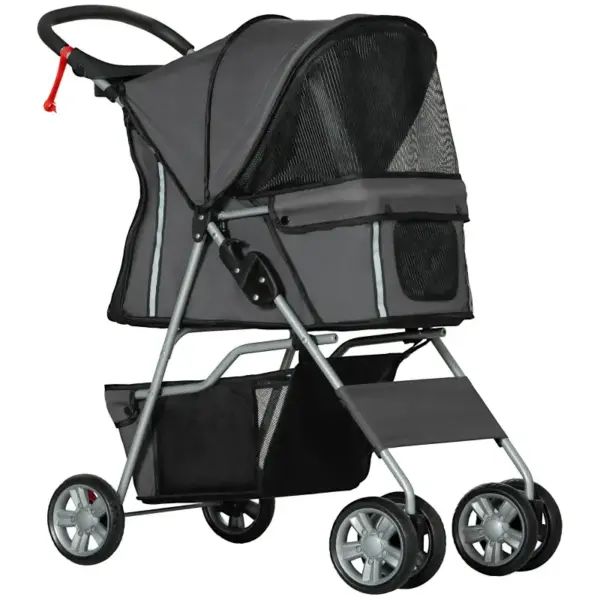 PawHut Foldable Pet Stroller for Small and Miniature Dog in Dark Grey