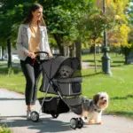 PawHut 3 Wheel Pet Stroller for Small and Miniature Dogs in Charcoal Grey