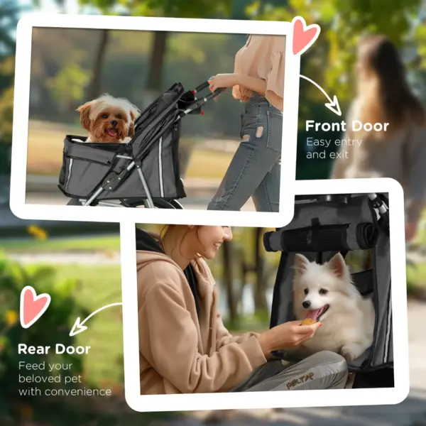 PawHut 3 Wheel Pet Stroller for Small and Miniature Dogs in Charcoal Grey