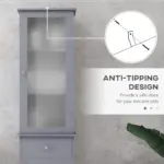 kleankin Bathroom Storage Cabinet with 3-tier Shelf Drawer Door, Floor Cabinet Free Standing Tall Slim Side Organizer Shelves in Grey
