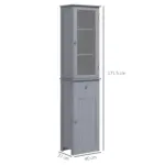 kleankin Bathroom Storage Cabinet with 3-tier Shelf Drawer Door, Floor Cabinet Free Standing Tall Slim Side Organizer Shelves in Grey