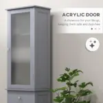 kleankin Bathroom Storage Cabinet with 3-tier Shelf Drawer Door, Floor Cabinet Free Standing Tall Slim Side Organizer Shelves in Grey