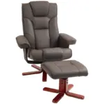 HOMCOM Faux Leather Manual Recliner and Footstool Set in Brown
