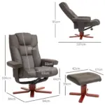 HOMCOM Faux Leather Manual Recliner and Footstool Set in Brown