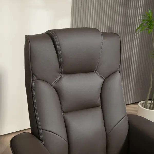 HOMCOM Faux Leather Manual Recliner and Footstool Set in Brown