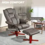 HOMCOM Faux Leather Manual Recliner and Footstool Set in Brown
