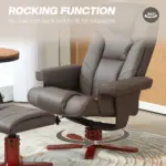HOMCOM Faux Leather Manual Recliner and Footstool Set in Brown