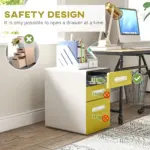 Vinsetto 3 Drawer Filing Cabinet, Steel Lockable File Cabinet with Lock and Wheels, for A4, Letter, Legal Sized Files in Yellow