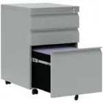 Vinsetto 3 Drawer Filing Cabinet, Mobile Metal File Cabinet with Anti-tilt Design for Letter, A4, Legal Size in Grey