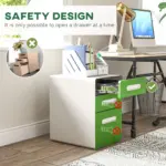 Vinsetto 3 Drawer Filing Cabinet, Steel Lockable File Cabinet with Lock and Wheels, for A4, Letter, Legal Sized Files in Green