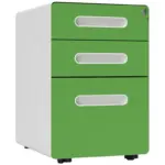 Vinsetto 3 Drawer Filing Cabinet, Steel Lockable File Cabinet with Lock and Wheels, for A4, Letter, Legal Sized Files in Green
