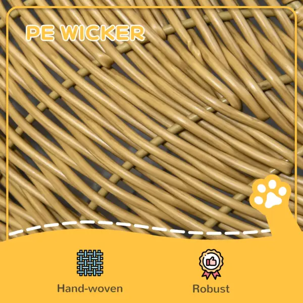 PawHut Wicker Cat House with Washable Cushion for Indoor Cats in Light Brown
