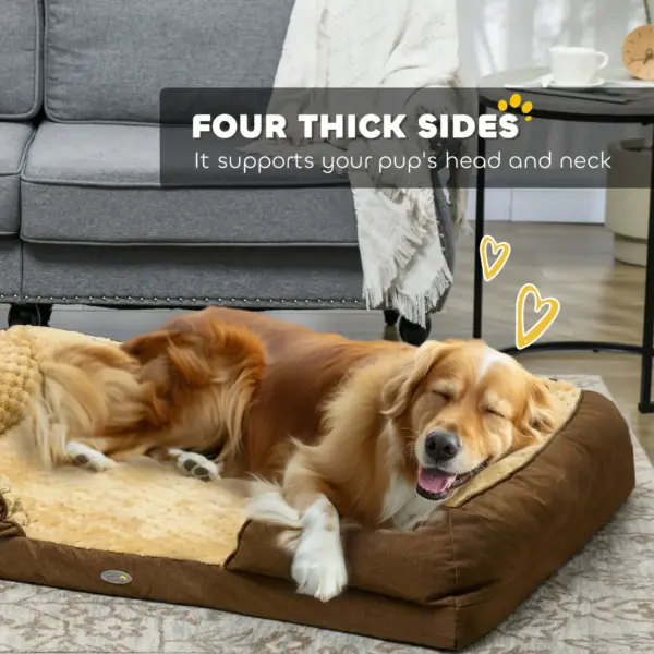 PawHut Calming Dog Bed Pet Mattress with Removable Cover, Anti-Slip Bottom, for Large Dogs, 120L x 80W x 22Hcm in Brown