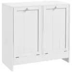 kleankin Tilt-Out Laundry Cabinet, Modern Bathroom Cabinet with 2 Compartments for Bathroom Washroom in White