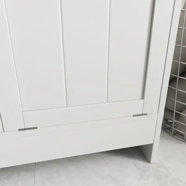 kleankin Tilt-Out Laundry Cabinet, Modern Bathroom Cabinet with 2 Compartments for Bathroom Washroom in White