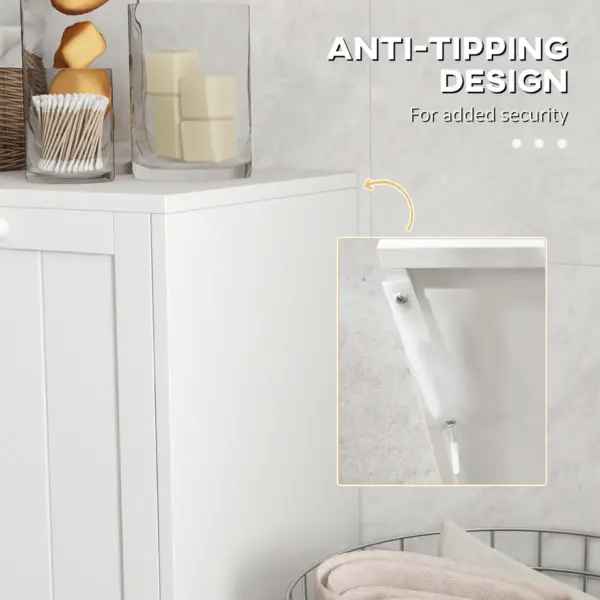 kleankin Tilt-Out Laundry Cabinet, Modern Bathroom Cabinet with 2 Compartments for Bathroom Washroom in White