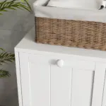 kleankin Tilt-Out Laundry Cabinet, Modern Bathroom Cabinet with 2 Compartments for Bathroom Washroom in White