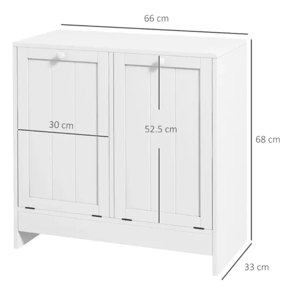 kleankin Tilt-Out Laundry Cabinet, Modern Bathroom Cabinet with 2 Compartments for Bathroom Washroom in White