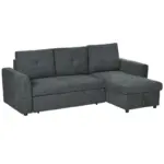 HOMCOM 3 Seater Sofa Bed, L-Shaped Corner Sofa, Pull Out Sofa with Storage, Convertible Click Clack Settee Sectional Sleeper Futon in Dark Grey