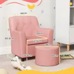 AIYAPLAY 2PCs Kids Sofa Set with Footrest, for Playroom, Bedroom in Pink