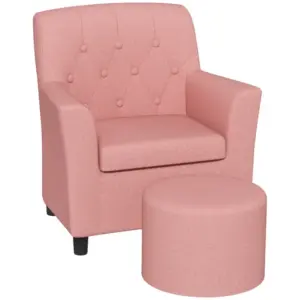 AIYAPLAY 2PCs Kids Sofa Set with Footrest, for Playroom, Bedroom in Pink